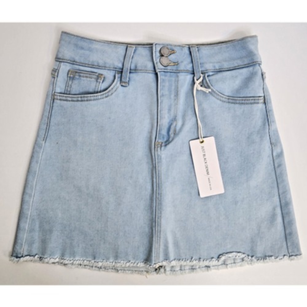 Just Black Denim Mini Skirt Light Blue Raw Hem CD206KP Womens Size Small Petite